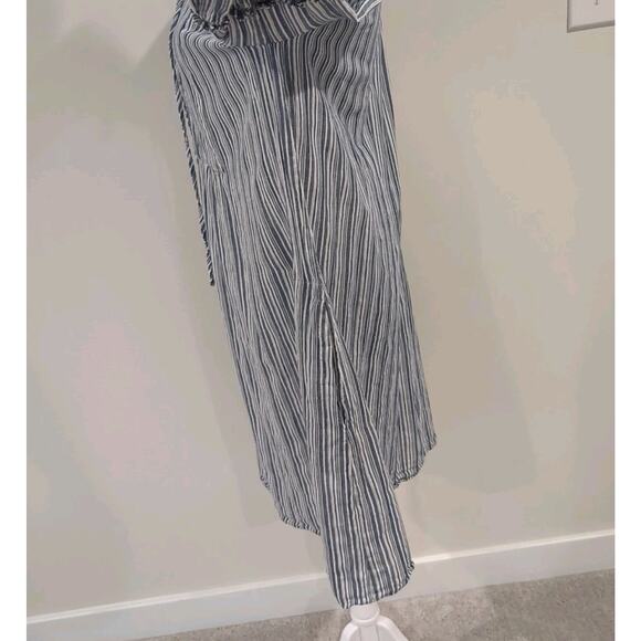 BCBGMAXAZRIA Charlyze Boho Women's L Whimsical Blue White Bell Sleeve Dress - Picture 9 of 15